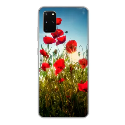 Produktbild von MuchoWow® Handyhülle Schutzhülle Hülle für Samsung Galaxy S20 Plus Mohnblumen - Toskana - Sonne - Rot - Blau Silikon Softcase Handy Hülle - Hartschale