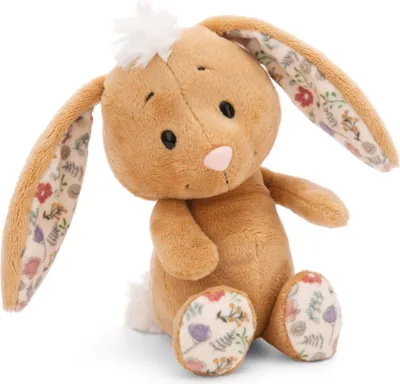 A stuffed bunny toy is shown sitting against a white background.