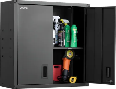 Immagine prodotto di Armadio a muro per officina VEVOR, 762x310x762 mm, armadio per attrezzi in acciaio con porte bloccabili e ripiano regolabile, armadio a muro per garage, cantina, cucina, magazzino, nero