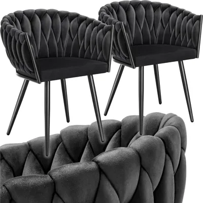 Produktbild von tectake® Set Esszimmerstuhl Astano gepolstert, mit Samtbezug, Knotendesign 60,5 x 55 x 75 cm