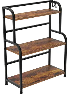 Image de Étagère d'épices autoportante, 53x40x18 cm, en métal et bois, 3 niveaux