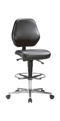 Produktbild von Bimos Arbeitsdrehstuhl Solitec mit Rollen und Fußring Kunstleder Höhe 650-910mm - 9131-2571-525-807