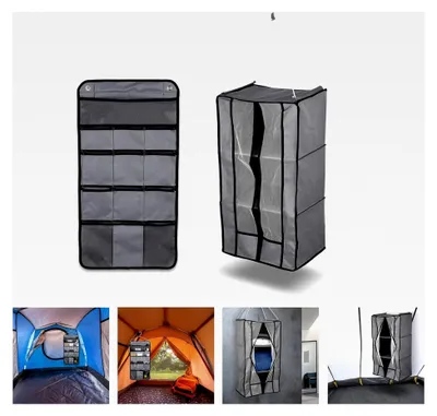 Produktbild von Camping Organizer mit 12 Fächern und Hängeregal mit 3 Fachböden