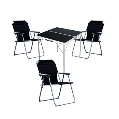 Produktbild von 4-teiliges Campingmöbel Set Alu L80xB80xH70cm schwarz