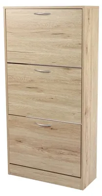 Image de Meuble à chaussures en bois avec 3 tiroirs 'Pratik" - Beige - H 120 x L 60 x P 24 cm