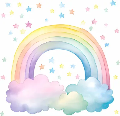 Produktbild von 252 Wandtattoo Regenbogen pastell - Größe 750 x 750 mm
