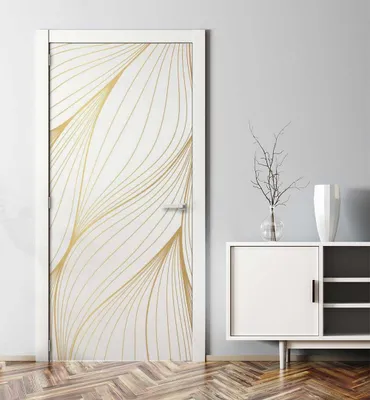 Produktbild von Türtapete Türposter Türfolie selbstklebend Gold hängende Blätter Folie