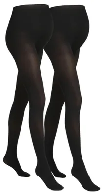 Productafbeelding van Zwangerschapspanty 90 denier set van 2 – zwangerschapskleding dames, zwart, maat L