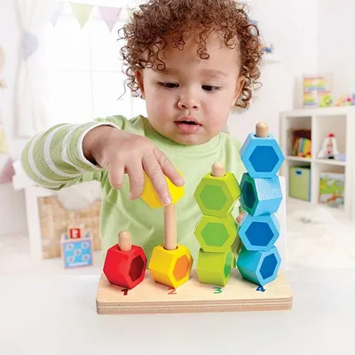 Produktbild von Hape Zählperlen Lernspielzeug - bunte Zählringe Holz