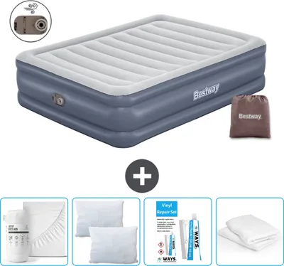 Zdjęcie produktu dla Materac dmuchany Bestway - 2-osobowy - 152 x 203 x 51 cm - Szary - Z akcesoriami