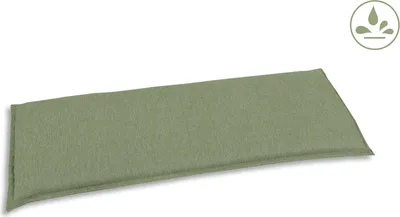 A light green bench cushion on a white background.