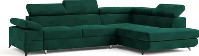 Produktbild von Masseno Ecksofa FAVIEN R-S mit Schlaffunktion L-Form, Sofa mit Bettkasten, Wohnzimmersofa, Couch, Soffa, Bettsofa, Couchgarnitur- Grün, MONOLITH 37