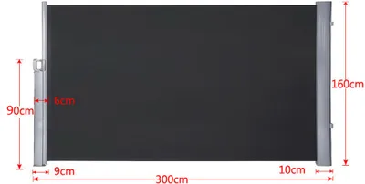 Obrázek produktu pro LARS360 160x300cm Antracit Výsuvná boční markýza Ochrana proti slunci Clona proti větru, markýza na boční stěně Markýzová tkanina