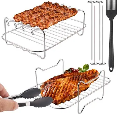 Immagine prodotto di Set di griglie per friggitrice ad aria - 4 pezzi - per uso in cucina - adatte all'uso nel barbecue o nel forno