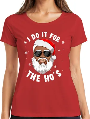 Produktbild von I Do It For The Ho's Santa Weihnachtsmann Geschenk lustig Damen T-Shirt, Rot, M