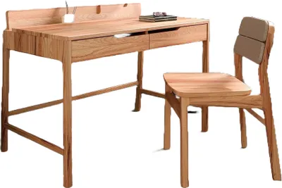 Produktbild von Schreibtisch Swig aus Kernbuche massiv geölt 120x65 cm mit 2 Schubladen