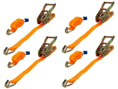 Produktbild von Satz Aus Vier Orangefarbenen Unitrailer-Transportgurten (2 M/25 Mm/1 T) Mit Spannvorrichtung