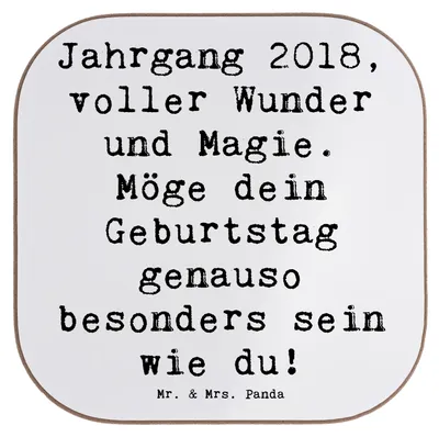 Produktbild von Mr. & Mrs. Panda Untersetzer für Gläser Spruch 2018 Geburtstag - Weiß - Geschenk, Freude, Tischuntersetzer, Coaster, Tassenuntersetzer, gläseruntersetzer, Tischschoner