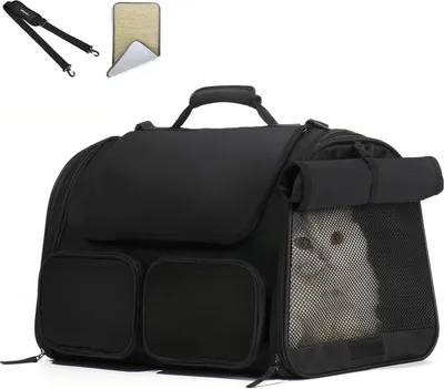 Produktbild von Haustier-Transporttasche – Für Katzen – Sicheres Reisen – Flugzeugtauglich – 45x30x29 cm – Schwarz
