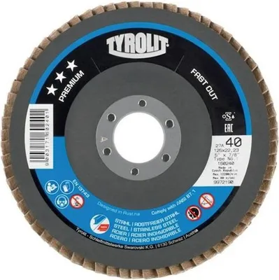 Obrázok produktu pre Tyrolitový lamelový kotúč (Ø 125 mm zrnitosť 60 koruniek / oceľ, nehrdzavejúca oceľ ZA - korund zirkónia / obsah: 10 kusov) - 160242
