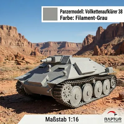 Produktbild von Vollkettenaufklärer 38 Modellbau-Bausatz 1:16 RC Panzer – Premium PETG Druck
