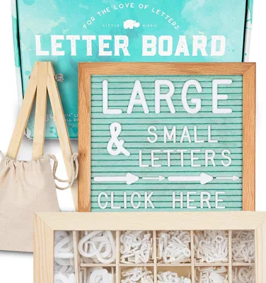 Produktbild von Lauwexe Felt Letter Board 10x10, 2 Sets Vorgeschnittene Buchstaben Mit Holzsortierfach Und Stellfuß, Für Zuhause Café Büro