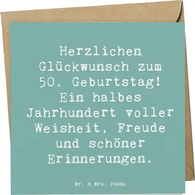 Produktbild von Mr. & Mrs. Panda Glückwunschkarte Spruch 50. Geburtstag - Meeresbrise - Geschenk, Klappkarte, besondere Anlässe, Alter, Weisheit, Freude, faltkarte, Dekoration, Grußkarte