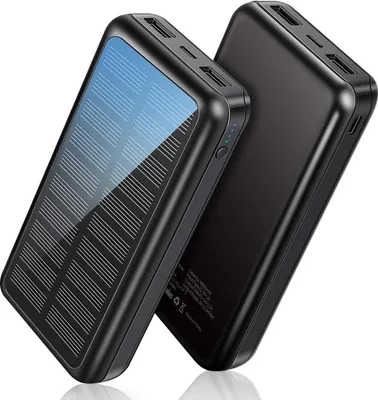 Produktbild von tragbares Solarladegerät, Dual USB-Anschlüsse für schnelles Aufladen Solar Powerbank 30000 mAh, mit Ladekabel, externes Ladegerät 30000 mAh, langlebiges Solarmodul, Große Leistung