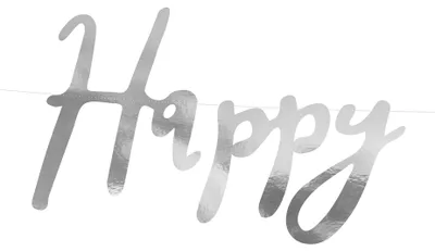 Produktbild von Happy Birthday Schriftzug Girlande 16x62cm silber metallic