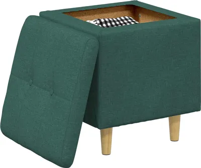 Produktbild von "Springschlussverkauf "Hocker/Aufbewahrungsottomane - CLORIS - Sitzbank mit Stauraum - Robust und langlebig - Dunkelgrün 40x40x45cm Stoff - Barhocker DEMöbel1182393