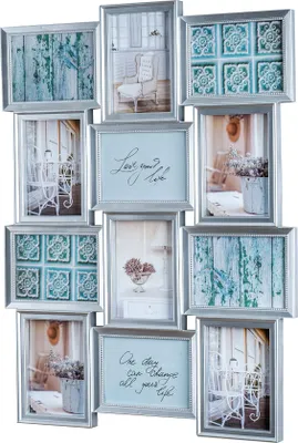Produktbild von Bilderrahmen 54x72cm 12 Fotos 13x18cm Silber Antik Glas Collage Fotorahmen Deko
