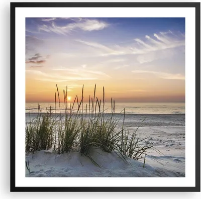 Produktbild von Gerahmtes Poster - Schwarzer Rahmen - Westen Sonne Strand - 60x60 cm - Wand Bild - Wanddeko - Wandbilder - Kunstposter - Wandposter - Bilderrahmen - Bilder - Kunstdruck - Wandbild - P2BAC60x60-4201