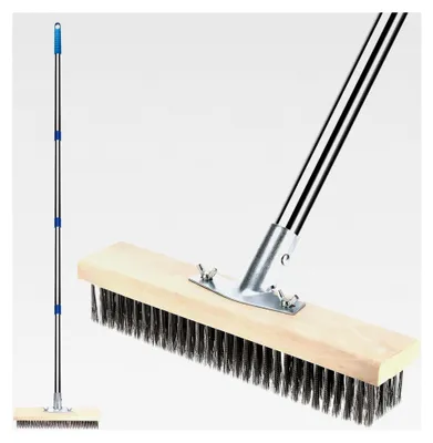 Produktbild von Stahldrahtbesen mit Teleskopstiel (160 cm), Drahtbesen zur Moosentfernung, 30 cm Straßenbesen für Garten, Deck und Terrasse