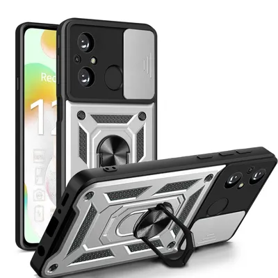 Produktbild von Outdoor Panzer Hülle Xiaomi Redmi 12C Handyhülle mit Kameraschutz Ringhalter Silber
