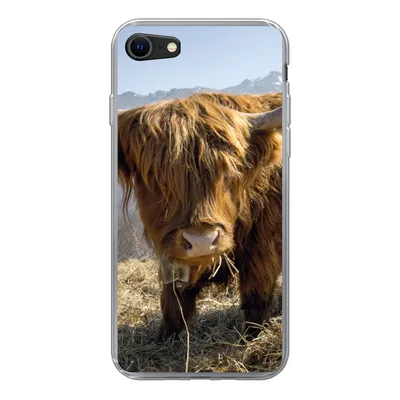Produktbild von MuchoWow® Handyhülle Schutzhülle Hülle für iPhone SE 2020 Schottischer Highlander - Berg - Schnee Silikon Softcase Handy Hülle - Kartenbesitzer