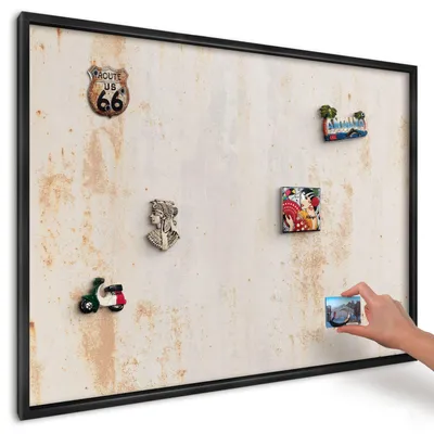 Produktbild von Magnettafel 100x70 cm mit schwarzem Rahmen - Magnetische Metalltafel, Magnetpinnwand zur Wandmontage für Wohnzimmer, Küche, Flur, Kinderzimmer und Büro - rostige Textur