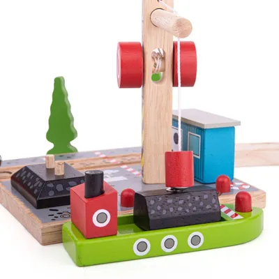 Productafbeelding van Bigjigs Rail: Uithoudbare treinwagon met kraan