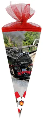 Produktbild von Nestler Schultüte Tüllv. 22 cm rund Dampfeisenbahn
