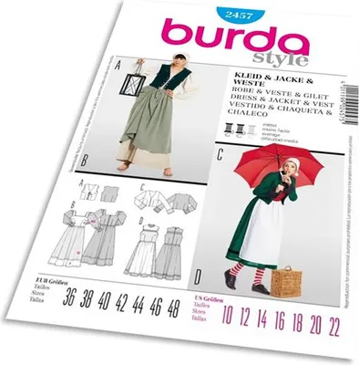 Obrázok produktu pre Strih Burda 2457 - Komorná, suka, statkárka