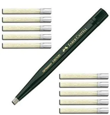 Produktbild von Faber-Castell 180300 - Drehstift mit Glasradierer, Schaftfarbe: grün + 10 Ersatzminen