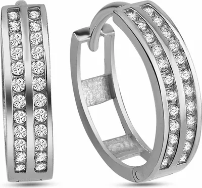 Zdjęcie produktu dla Kolczyki kółka Dkeniz ze srebra próby 925/- Pave