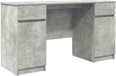 Image de vidaXL Bureau avec étagère gris béton 140 x 49 x 76 cm Bois composite