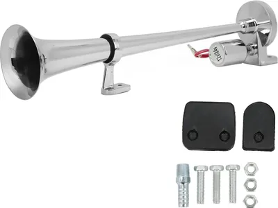 Produktbild von Elektrisches Trompetenhorn 1 Röhre für Zugauto Boot Zinklegierung Chrombeschichtung 135 dB 450 mm 12 V/24 V