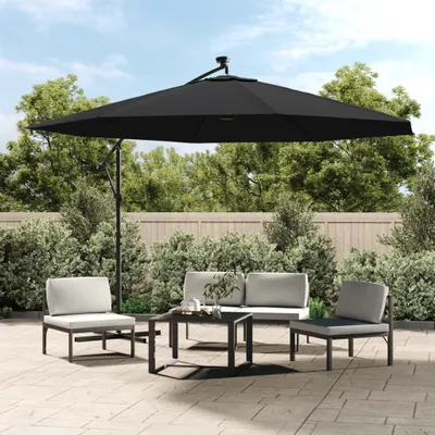Obrázok produktu pre Maison Exclusive – slnečník s LED osvetlením, oceľový stĺp, čierny, 350 cm