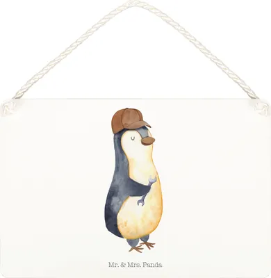 Produktbild von Mr. & Mrs. Panda Schild Wenn Papa es nicht reparieren kann, sind wir am Arsch DIN A5 - Weiß - Geschenk, kleine aufmerksamkeit, Pinguin, Muttertag, holzbild, Vater