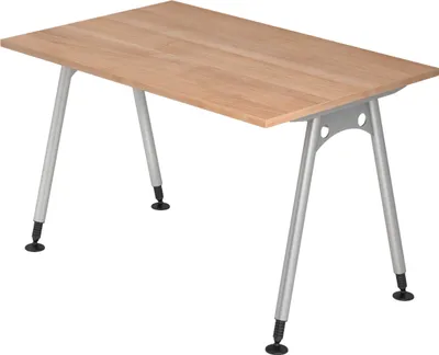 Produktbild von bümö Schreibtisch Serie-A - Größe:  120 x 80 cm, Nachbildung: Nussbaum