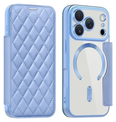 Produktbild von Für Apple iPhone 17 Pro 360 Grad Full Body Magsafe RFID Anti Datenklau Kunst Leder Hülle Tasche Hellblau