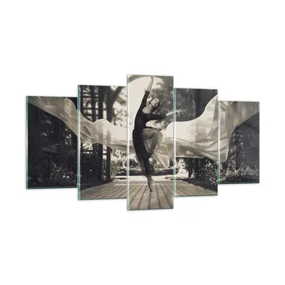Produktbild von Bilder auf glas - 5 Teile - Ballerina Tanz Luft - 160x85cm - Glasbilder - Wandbilder - Bilder - zum Aufhängen bereit - Wanddekoration aus Glas - Glas Bilder - Wandbild auf Glas - GEA160x85-4945