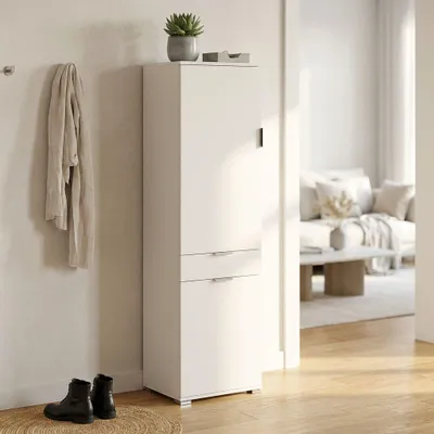 Immagine prodotto di Milani Home - armadio multiuso 3 ante e cassetto 45 x 38 x 174 cm, bianco, truciolare bilaminato,  Italy