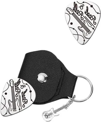 Image de Lot de médiators avec inscription fluo et étui en cuir